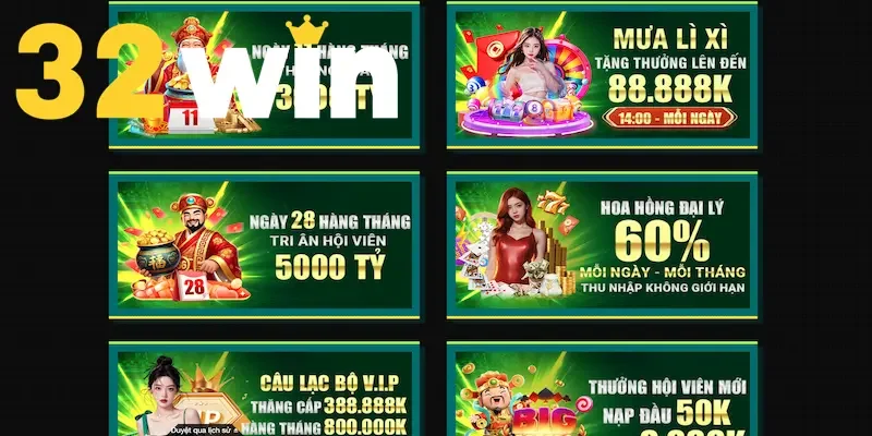 Chương trình tri ân khách hàng 32win – Mỗi ngày là một cơ hội vàng